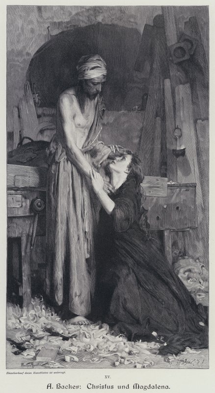Kristus ja Magdaleena (kaiverrus) tekijältä Arthur Hacker