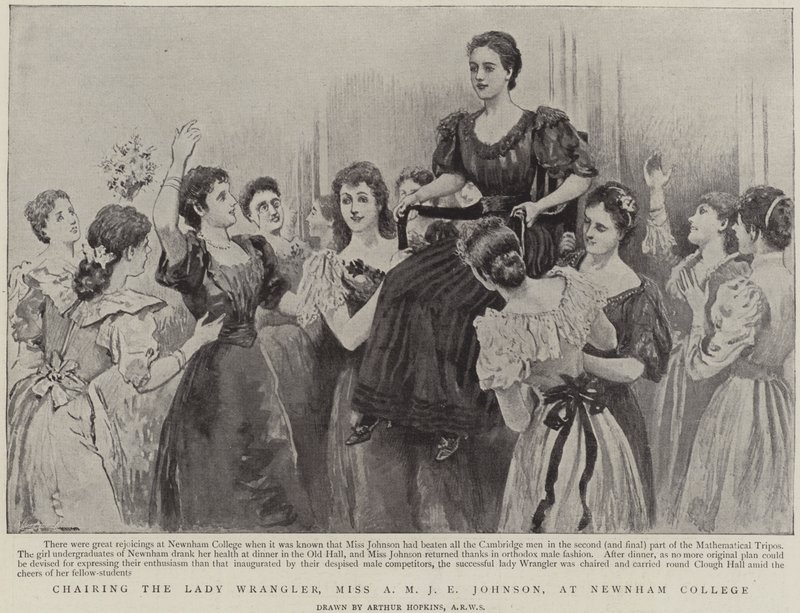 Lady Wranglerin, neiti A M J E Johnsonin puheenjohtajana Newnham Collegessa, Cambridgessa tekijältä Arthur Hopkins