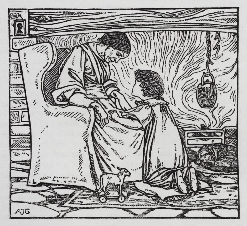 Hans Christian Andersen: Tyttö, joka tallasi leipää (litho) tekijältä Arthur Joseph Gaskin