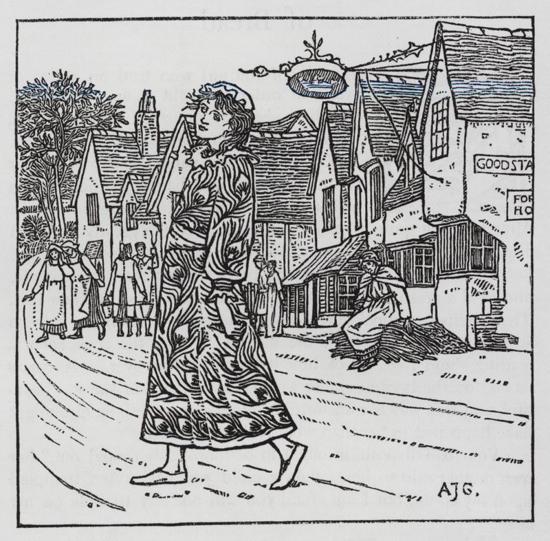 Hans Christian Andersen: Tyttö, joka tallasi leipää (litho) tekijältä Arthur Joseph Gaskin