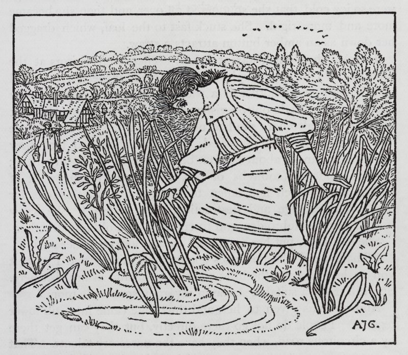 Hans Christian Andersen: Tyttö, joka tallasi leipää (litho) tekijältä Arthur Joseph Gaskin