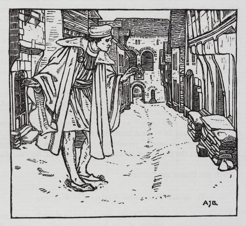 Hans Christian Andersen: Onnen goloshes (litho) tekijältä Arthur Joseph Gaskin