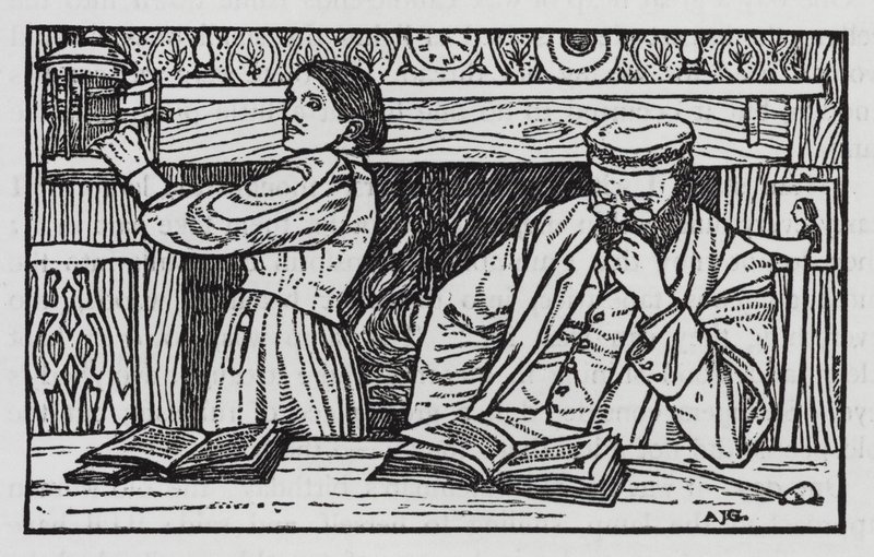 Hans Christian Andersen: Vanha katulamppu (litho) tekijältä Arthur Joseph Gaskin