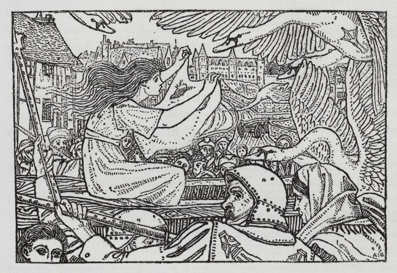 Hans Christian Andersen: Villit joutsenet (litho) tekijältä Arthur Joseph Gaskin