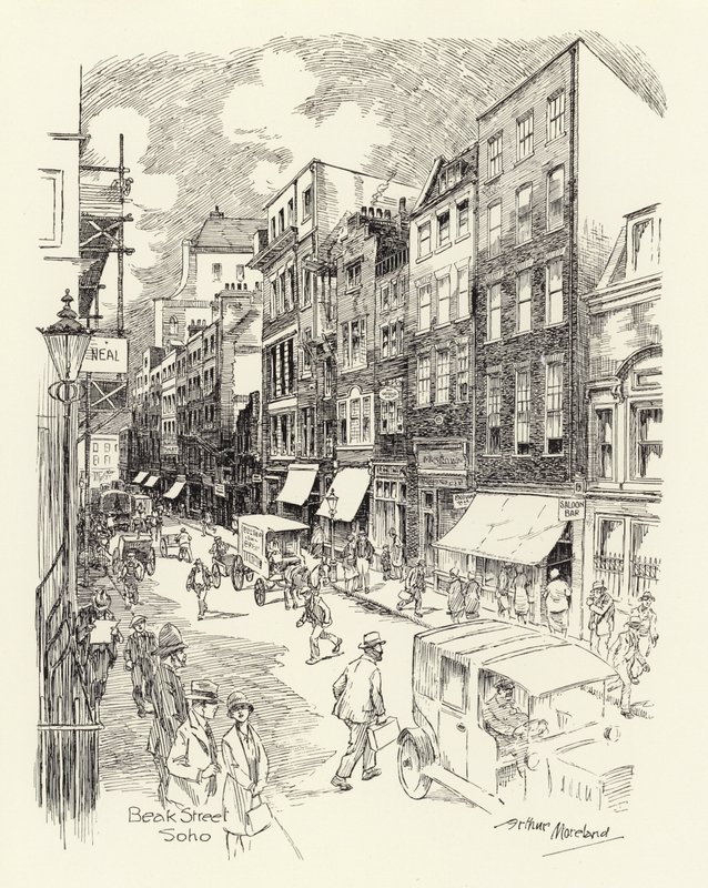 Beak Street, Soho (litografia) tekijältä Arthur Moreland