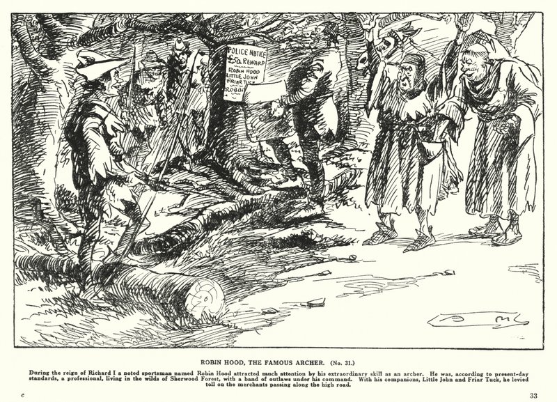 Robin Hood, kuuluisa jousimies (litografia) tekijältä Arthur Moreland