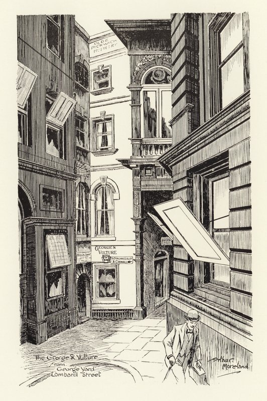 The George  Vulture George Yardilta, Lombard Street (litografia). tekijältä Arthur Moreland