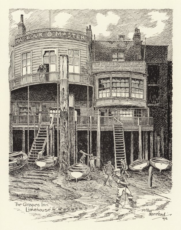 The Grapes Inn, Limehouse (litografia) tekijältä Arthur Moreland