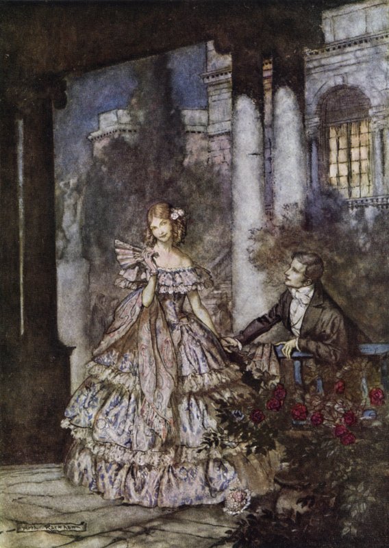 Mainos Colgaten Cashmere Bouquet -saippualle, joka voitti New Yorkin Art Directors Clubin palkinnon vuoden 1924 mainostaidenäyttelyssä tekijältä Arthur Rackham