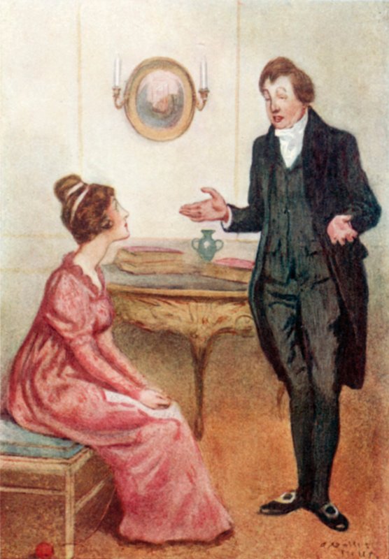 Jane Austenin kuvitus Ylpeydelle ja ennakkoluulolle tekijältä Arthur Wallis Mills