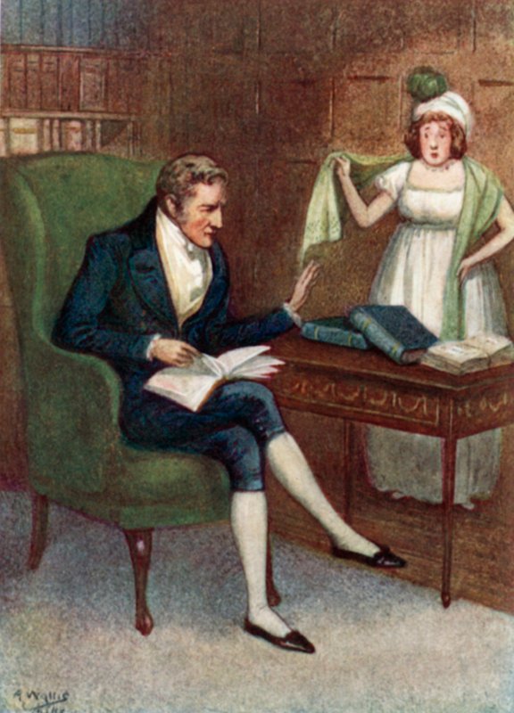 Jane Austenin kuvitus Ylpeydelle ja ennakkoluulolle tekijältä Arthur Wallis Mills
