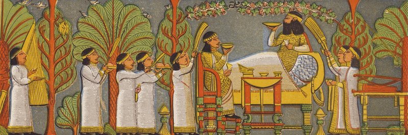 Assyrian juhla-ateria (värilitografia) tekijältä Assyrian