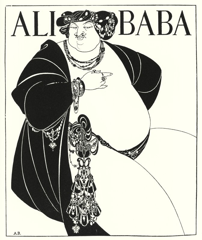 Kannen suunnittelu kappaleelle "The Forty Thieves" (kaiverrus) tekijältä Aubrey (after) Beardsley