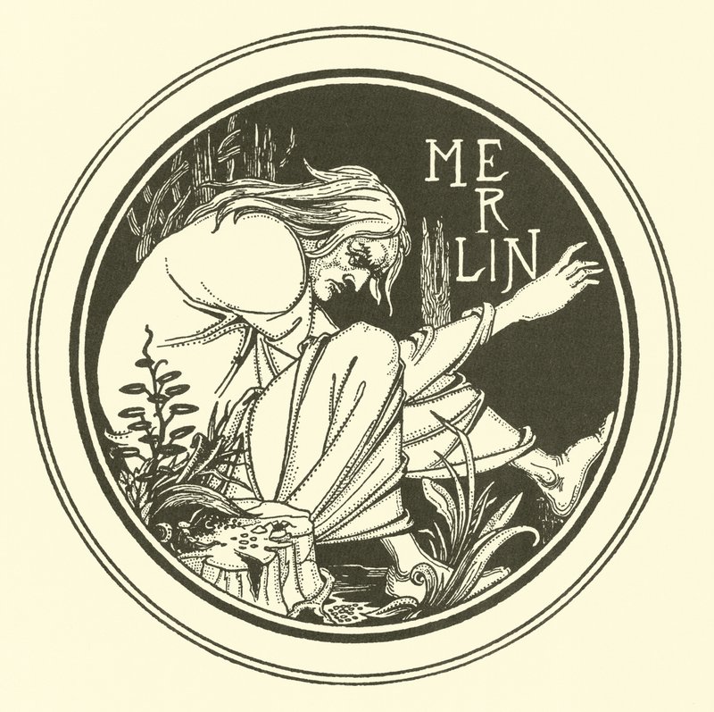 Merlin (litografia) tekijältä Aubrey (after) Beardsley