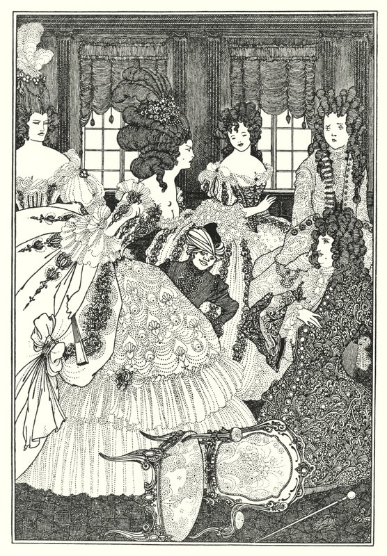 Kaunottarien ja kaunottarien taistelu (kaiverrus) tekijältä Aubrey (after) Beardsley