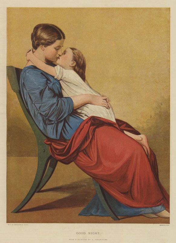 Hyvää yötä (chromolitho) tekijältä Auguste Toulmouche