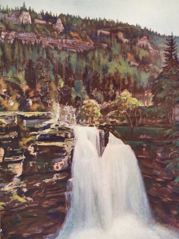 Ranska: Le Saut Du Doubs (värilitografia) tekijältä Auguste Gerardin