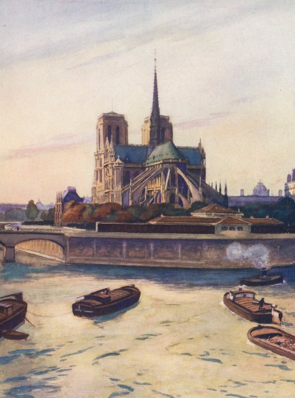 Ranska: Notre-Dame De Paris (värilitografia). tekijältä Auguste Gerardin