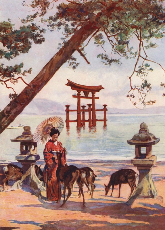 Torii Miyajimassa, Japani (värilitro) tekijältä Auguste Gerardin