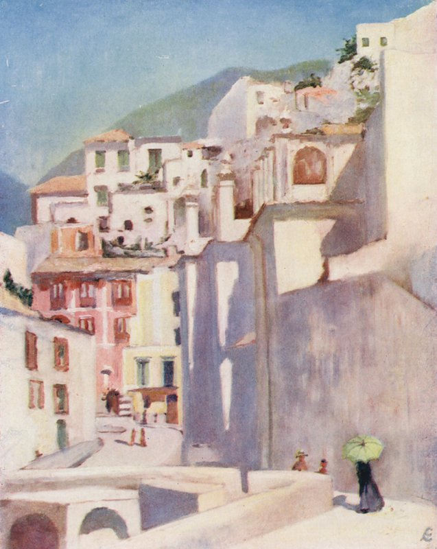 Amalfi kesällä (värilitografia) tekijältä Augustine Fitzgerald