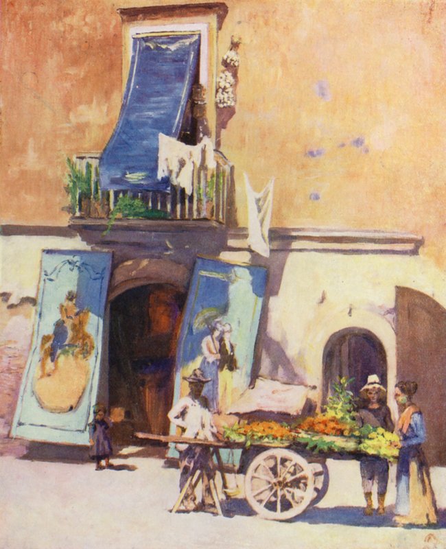 Katunäkymä, venesatama, Napoli (värilitografia) tekijältä Augustine Fitzgerald