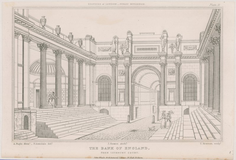 Bank of England, Lothbury Court tekijältä Augustus Charles Pugin