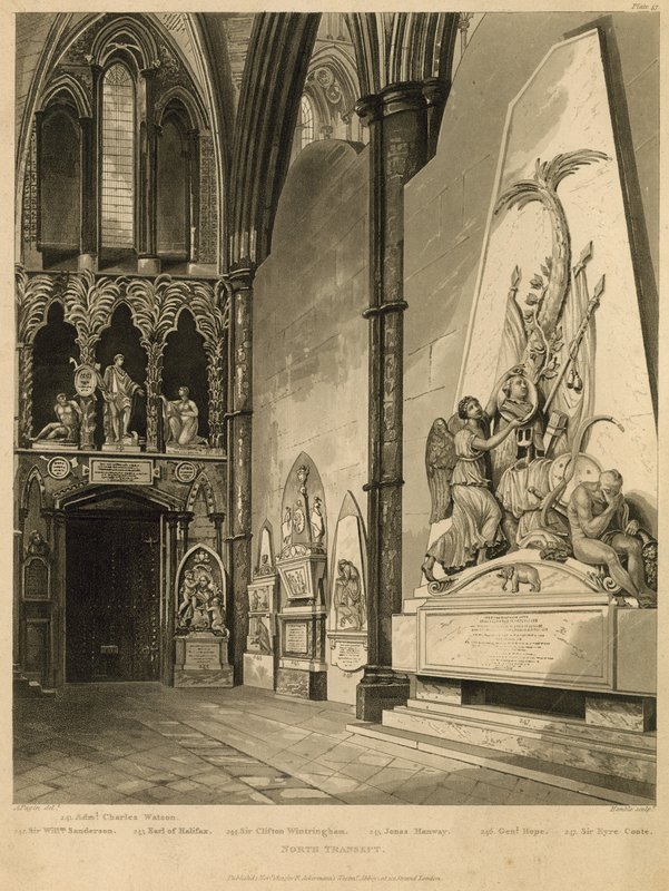 Westminster Abbeyn pohjoinen ristikirkko tekijältä Augustus Charles Pugin