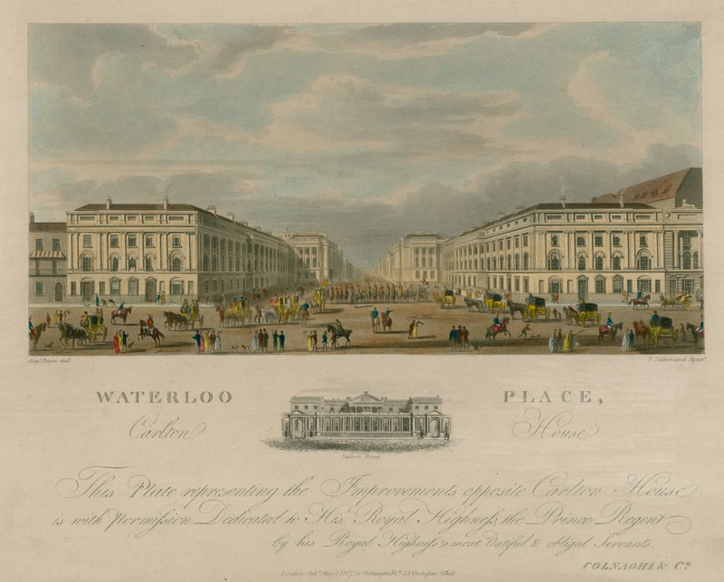 Waterloo Place, Carlton House, Lontoo tekijältä Augustus Charles Pugin
