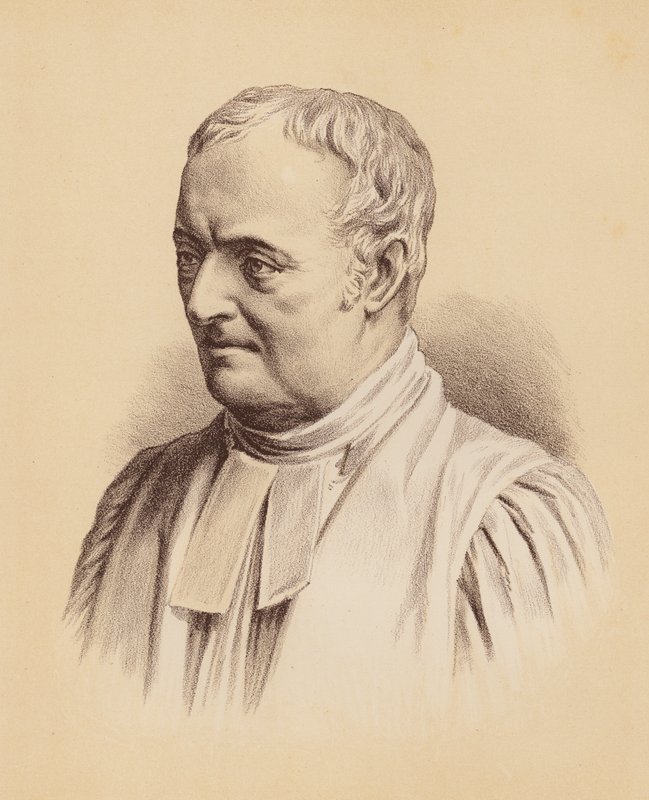 Oikea pastori William Grant Broughton, Sydneyn ensimmäinen lordipiispa (värilitografia). tekijältä Australian School