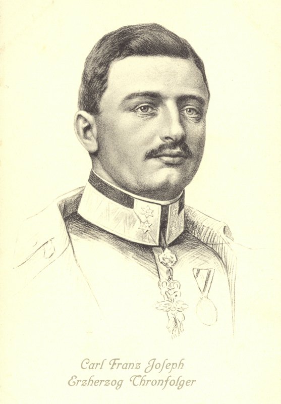 Itävallan arkkiherttua Karl Franz Joseph, Itävalta-Unkarin valtaistuimen perillinen (litho) tekijältä Austrian School