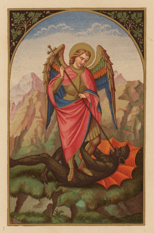Mikael, arkkienkeli (chromolitho) tekijältä Austrian School