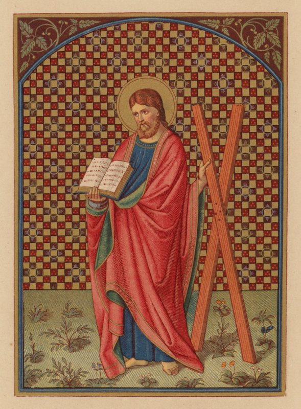 S Andreas, apostoli (chromolitho) tekijältä Austrian School