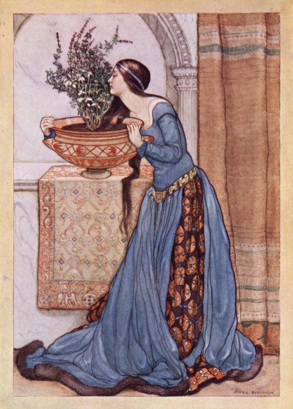 John Keats: Isabella, Or, The Pot Of Basil (väri litho) tekijältä Averil Mary Burleigh