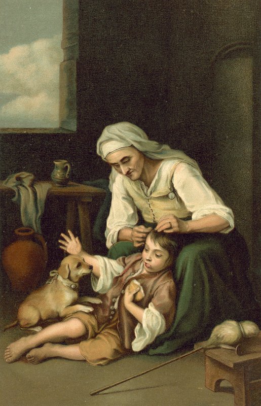 Vanha nainen huijaa poikaa tekijältä after Bartolome Esteban Murillo