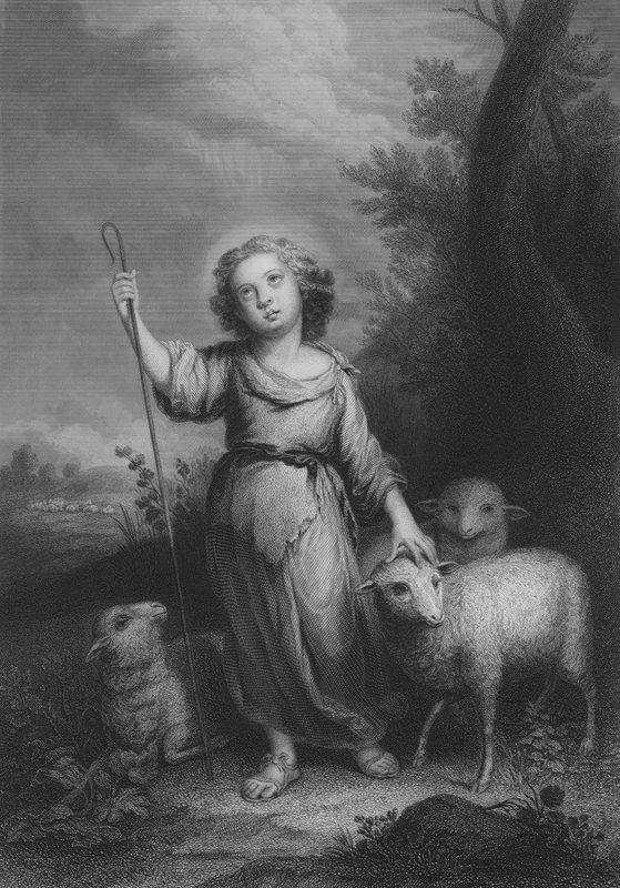 Hyvä paimen (kaiverrus) tekijältä Bartolome Esteban (after) Murillo