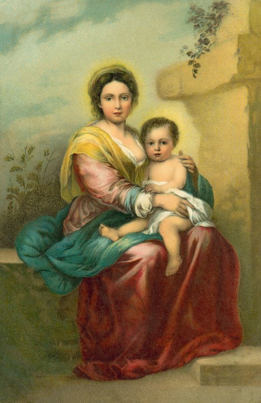Neitsyt ja lapsi (kromoliitti) tekijältä Bartolome Esteban (after) Murillo