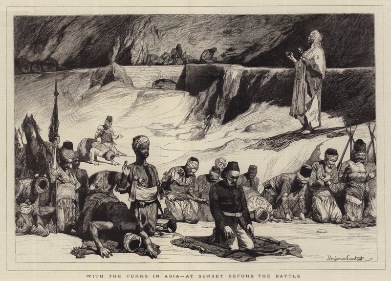 Turkkilaisten kanssa Aasiassa, auringonlaskun aikaan ennen taistelua tekijältä Jean Joseph Benjamin Constant