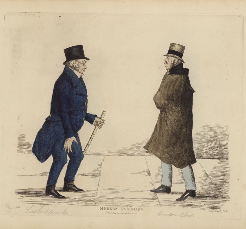 Eminents edinburgheses, també coneguts com atenencs moderns, tinent general George R Ainslie, Bindon Blood, Esq, de Cranacher (gravat en colors) finlandès tekijältä Benjamin William Crombie