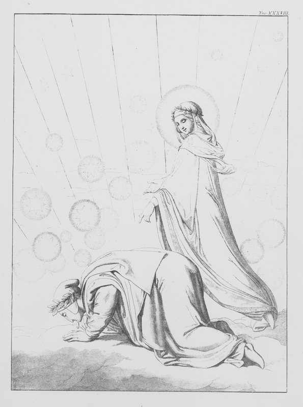 Danten jumalallinen komedia, Paradiso (Taivas), levy XXXVIII (litografia). tekijältä Bernhard Schuler