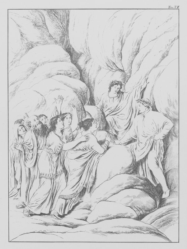 Danten jumalallinen komedia, Purgatorio (Kiirastuli), levy VII (litografia). tekijältä Bernhard Schuler