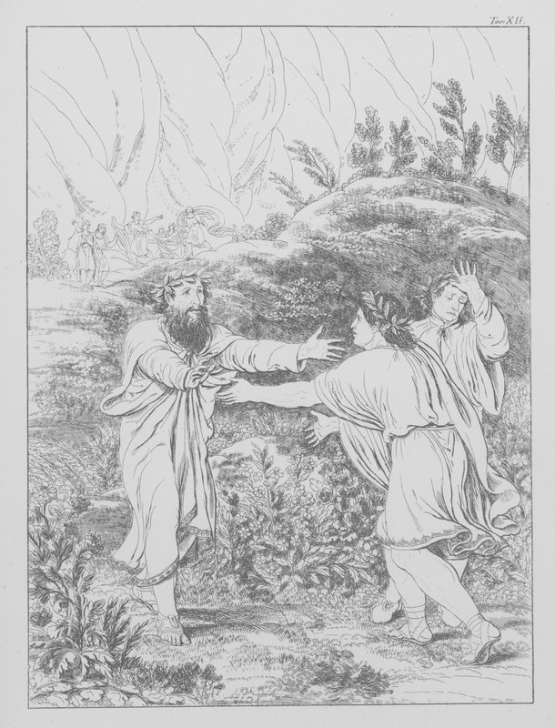 Danten jumalallinen komedia, Purgatorio (Kiirastuli), levy XII (litografia). tekijältä Bernhard Schuler