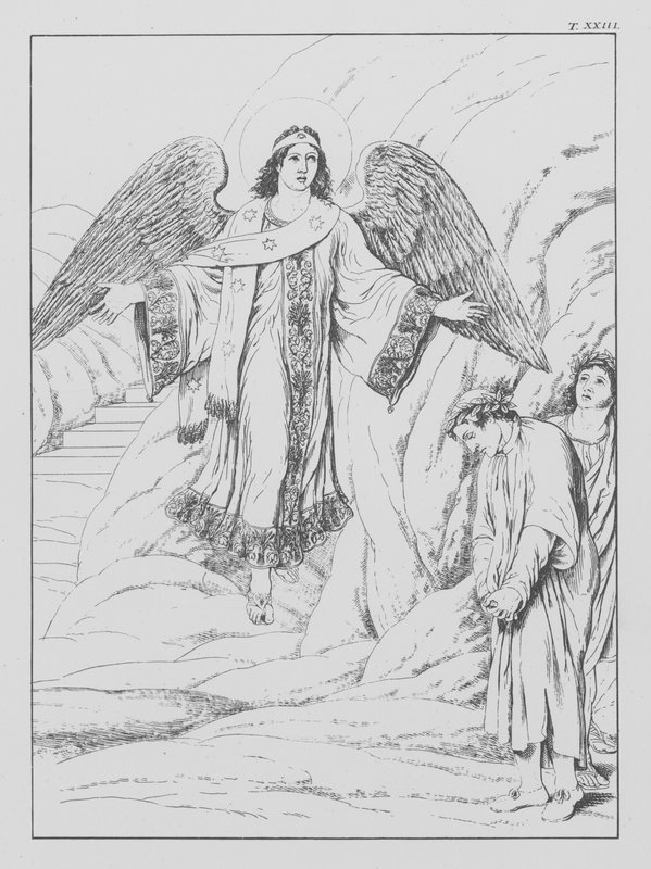 Danten jumalallinen komedia, Purgatorio (Kiirastuli), levy XXIII (litografia). tekijältä Bernhard Schuler