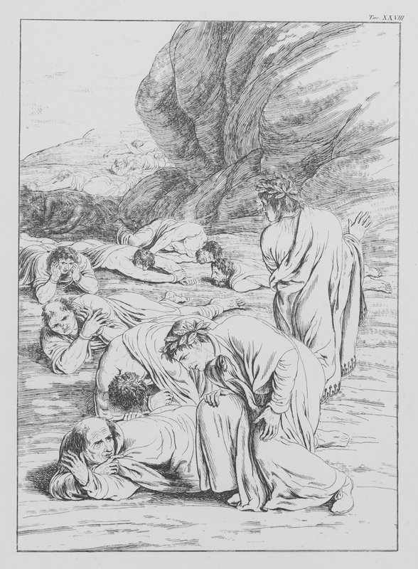 Danten jumalallinen komedia, Purgatorio (Kiirastuli), levy XXVIII (litografia). tekijältä Bernhard Schuler