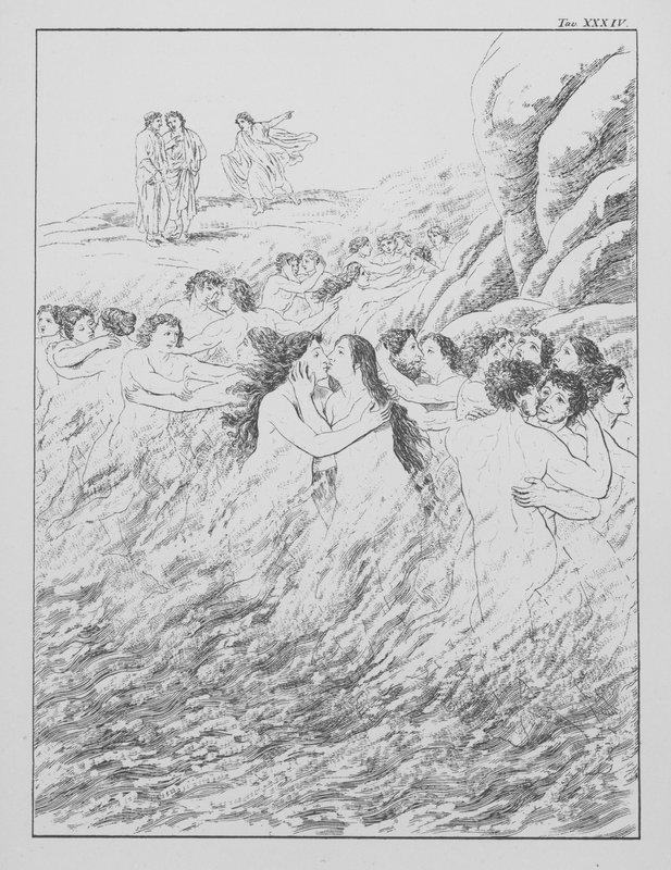 Danten jumalallinen komedia, Purgatorio (Kiirastuli), levy XXXIV (litografia). tekijältä Bernhard Schuler