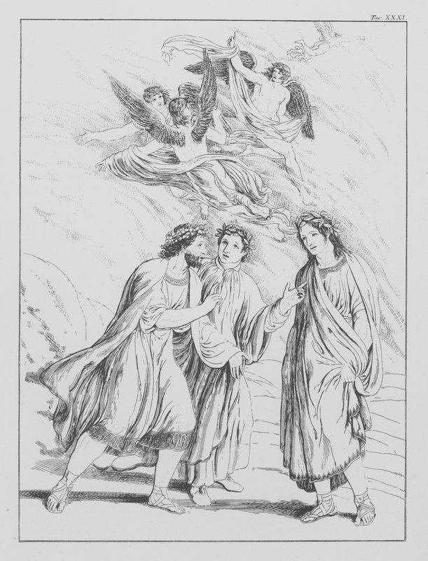 Danten jumalallinen komedia, Purgatorio (Kiirastuli), levy XXXI (litografia). tekijältä Bernhard Schuler