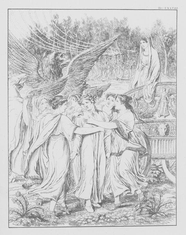 Danten jumalallinen komedia, Purgatorio (Kiirastuli), levy XXXVIII (litografia). tekijältä Bernhard Schuler