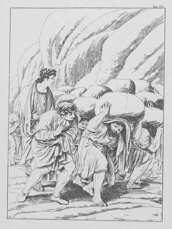 Danten jumalallinen komedia, Purgatorio (Kiirastuli), levy XX (litografia). tekijältä Bernhard Schuler