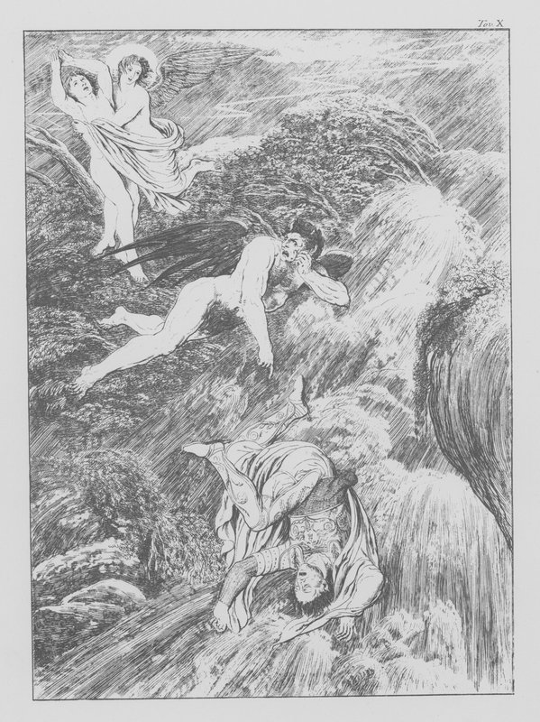 Danten jumalallinen komedia, Purgatorio (Kiirastuli), levy X (litografia). tekijältä Bernhard Schuler