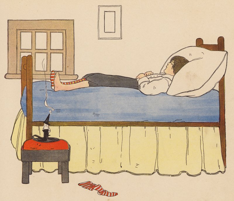 Lastenloru: Diddle Diddle Dumpling (värilitografia). tekijältä Blanche Fisher Wright