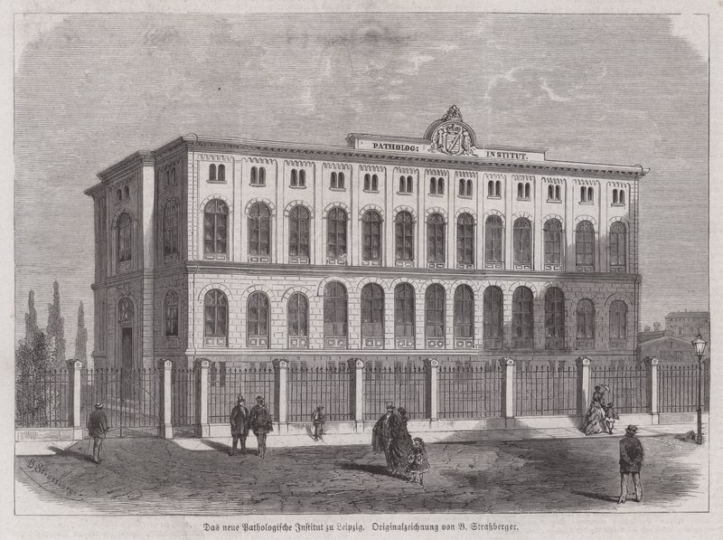 Uusi patologinen instituutti, Leipzig, Saksa (kaiverrus) tekijältä Bruno Heinrich Strassberger